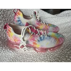 Women’s Tie Dye La Sheela Stretch Lace Up Bubble Athletic Knit Sneakers Size 5.5